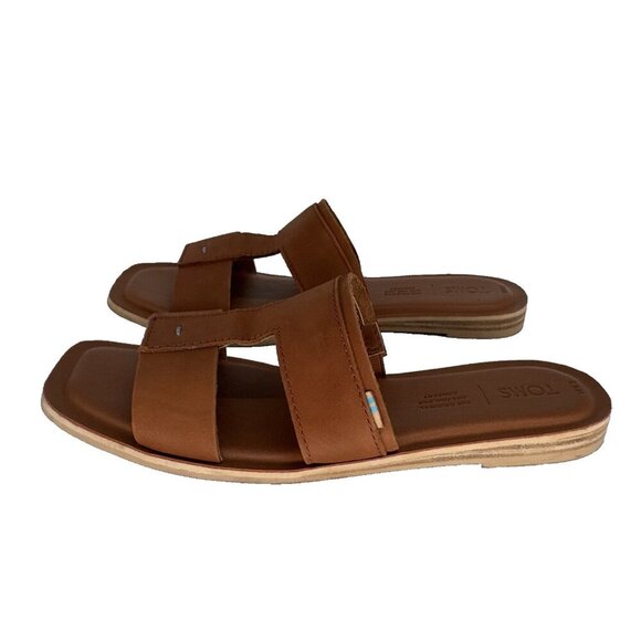 TOMS Seacliff Sandals Tan Veg Leather Ortholite Comfort Foam womans Size 8.5 - Picture 2 of 12